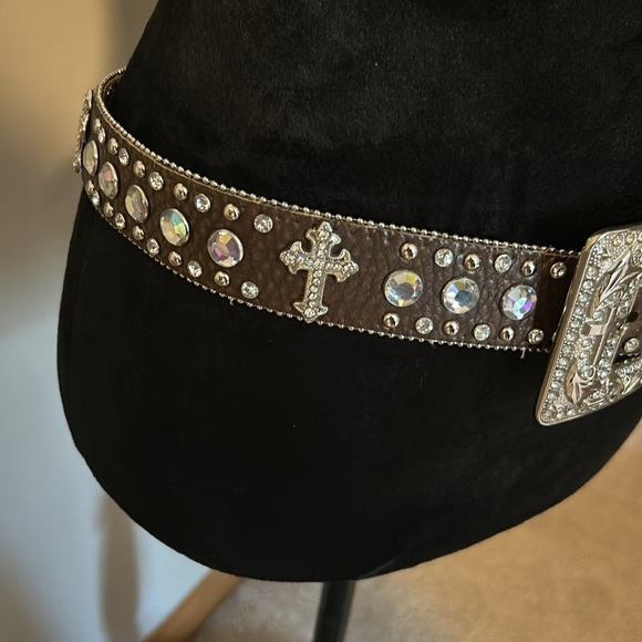 Brown Western Bling Belt - Picture 3 of 6